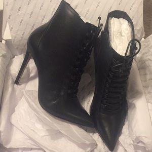 Black lace up front stiletto Aldo booties
